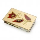 Glass Matchbox for Shabbat with Red and Gold Flower