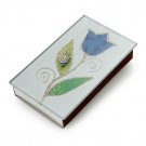 Glass Matchbox for Shabbat with Blue Flower