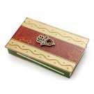 Glass Matchbox for Shabbat with Bold Red and Orange Pattern