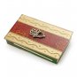 Glass Matchbox for Shabbat with Bold Red and Orange Pattern
