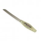 Challah Knife with Green and White Floral Pattern and Plaque