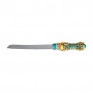 Challah Knife with Lichvod Shabbat in Turquoise and Gold