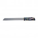 Challah Knife with Jerusalem Images in Blue and Gold with Crystal Accents