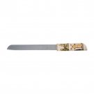 Challah Knife with Jerusalem Images in Ivory and Gold with Crystal Accents
