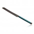 Challah Knife with Turquoise Handle and Steel Blade and Hebrew Blessing