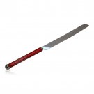 Challah Knife for Shabbat with Jerusalem Theme Red Handle and Steel Blade