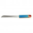 Ceramic and Stainless Steel Challah Knife with Turquoise Handle and Pomegranate