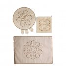 Embroidered Three Piece Passover with Circular Design and Hebrew Text