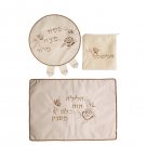 Three Piece Passover Set with White Flowers and Hebrew Text