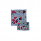 Yair Emanuel Silk Matzah Cover Set with Red Pomegranate on Blue Background