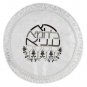 White Circular Matzah Cover with Black and Grey  Writing