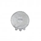 White Matzah Cover with Pomegranates, Hebrew Text and Lace Trim