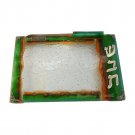 Green Glass Challah Board with Orange Stripes, Hebrew Text and Knife