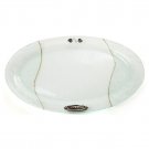 Oval Glass Challah Tray with Gold Stripes and Metal Shabbat Kodesh