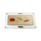 Glass Challah Board with Single Flower Motif