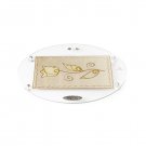 Glass Oval Challah Board for Shabbat with Single Flower Design