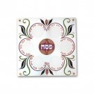 Ester Shahaf Square Glass Seder Plate with Hebrew Text and Flowers