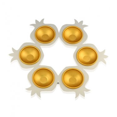 Metal Passover Seder Plate with Pomegranate Holders from Shraga Landesman
