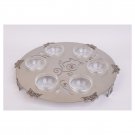Stainless Steel Seder Plate with Flowers, Scrolling Lines and Hebrew Text
