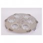 Stainless Steel Seder Plate with Flowers, Scrolling Lines and Hebrew Text