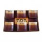 Brown and White Seder Plate with Hebrew Text and Yellow Horizontal Bands