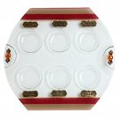 Glass Seder Plate with Colorful Stripes and Hebrew Plaques