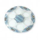 Glass Passover Seder Plate with White and Blue Decor