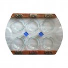 Stone and Glass Seder Plate with Metal Plaques and Glass Squares