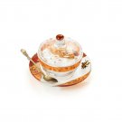 Glass Charoset Dish with Tray, Spoon, Lid and Mosaic Pattern