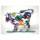 David Gerstein Nava Cow Sculpture with Bright Painted Lines
