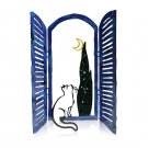 David Gerstein The Cat and The Moon Window Sculpture