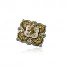 Ester Shahaf Pewter Dreidel with Gold Accents and Hebrew Text