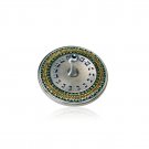 Ester Shahaf Pewter Dreidel with Round Blue Base and Gold Accents