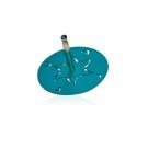 Turquoise Aluminum Dreidel with Cut-Out Star of David and Hebrew Letters