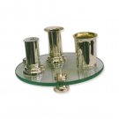 Sterling Silver Havdalah Set with Round Glass Tray and Rings