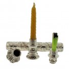Sterling Silver Plated Havdalah Set with Hebrew and Flowers