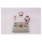 Glass Havdalah Set with Colorful Bands, Hebrew Text and Ornaments