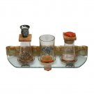 Orange Glass and Stone Havdalah Set with Jerusalem and Hebrew Text