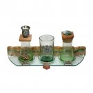 Green Glass and Stone Havdalah Set with Plaques and Jerusalem