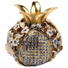 Blue Floral Pomegranate Spice Box with Jewels