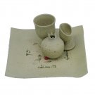White Ceramic Havdalah Set with Hebrew Blessing and Seven Species