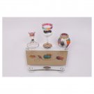 Glass Havdalah Set with Wide Tray, Pomegranates and Bright Stripes