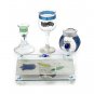 Glass Havdalah Set with Blue Flower Design