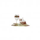 Glass Havdalah Set with Red and Gold Swirls, Flowers and Metal Plaques