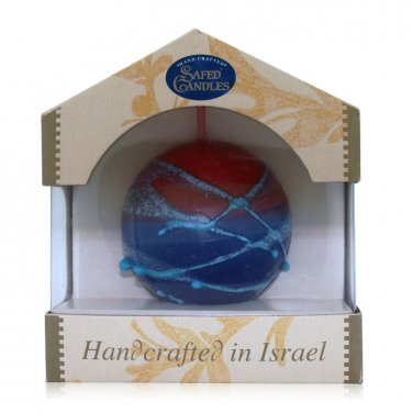 Safed Candles Globe Candle with Orange, Purple and Blue Stripes and Lines