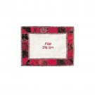 Yair Emanuel Challah Cover with Velvet Patchwork Border in Shades of Deep Red