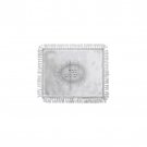 White Satin Challah Cover with Silver Colored Hebrew Text and Spiral