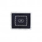 Blue Velvet Challah Cover with Traditional Decorations and Hebrew Text