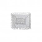 White Satin Challah Cover with Hebrew Text and Diamond Pattern