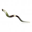 Decorative Kudu Shofar with Band of Star of David and Bright Floral Pattern